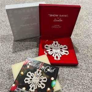 Set of Four Longaberger White Snowflake Ornaments with Red Box